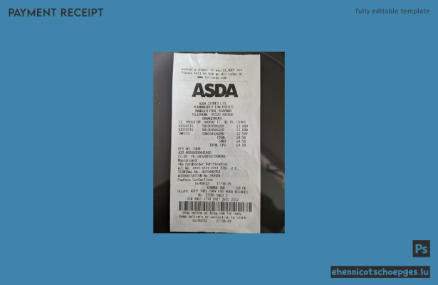 Beispiel einer Zahlungsquittung von Asda-Filialen (Vorschau)